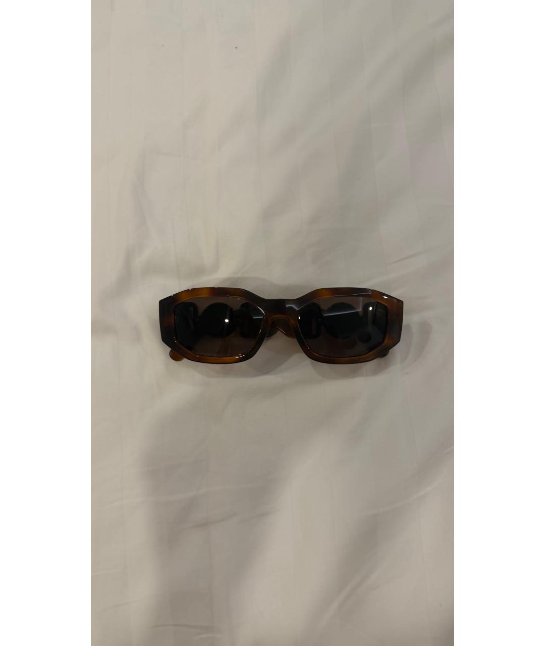 VERSACE Коричневые пластиковые солнцезащитные очки, фото 6