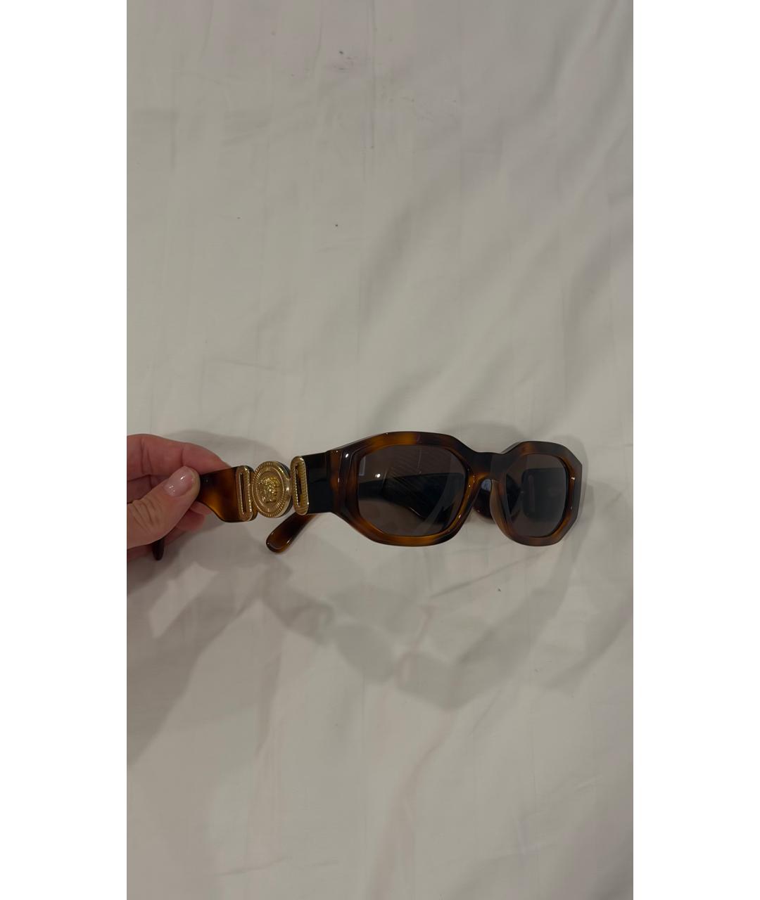 VERSACE Коричневые пластиковые солнцезащитные очки, фото 2