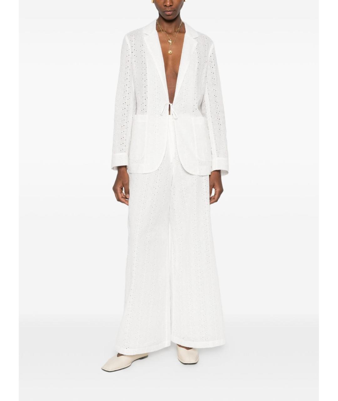 FORTE FORTE Белые хлопковые прямые брюки, фото 5