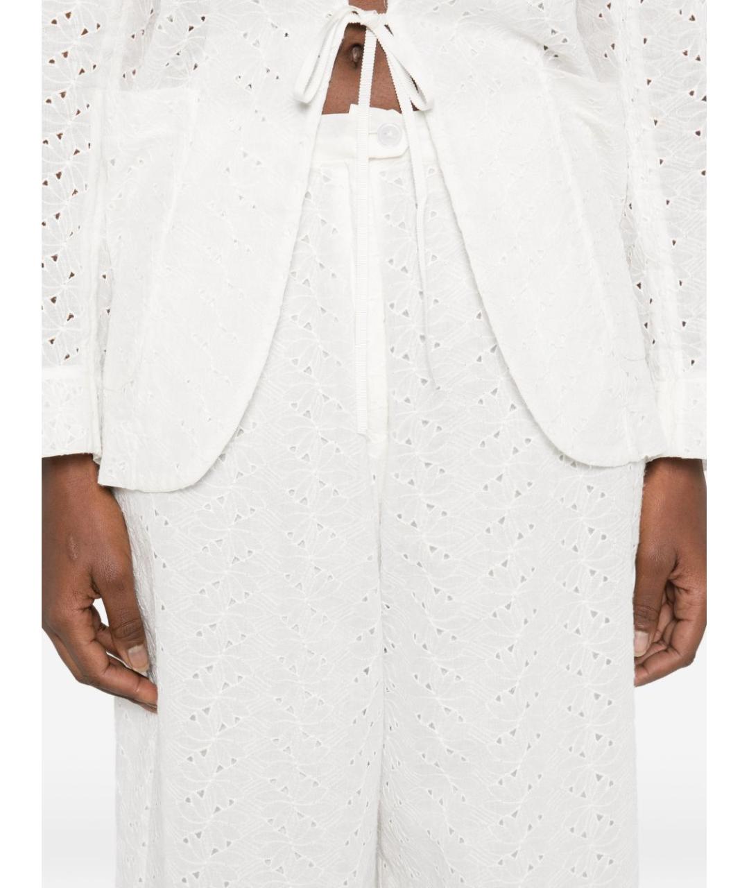 FORTE FORTE Белые хлопковые прямые брюки, фото 2