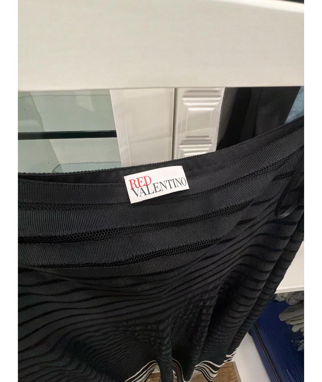 RED VALENTINO Темно-синяя сетчатая юбка макси, фото 2