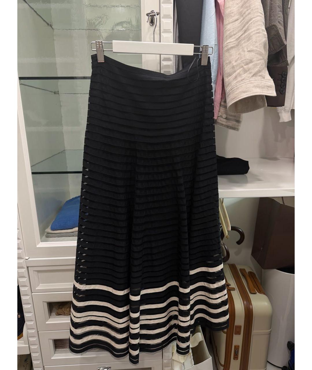 RED VALENTINO Темно-синяя сетчатая юбка макси, фото 4