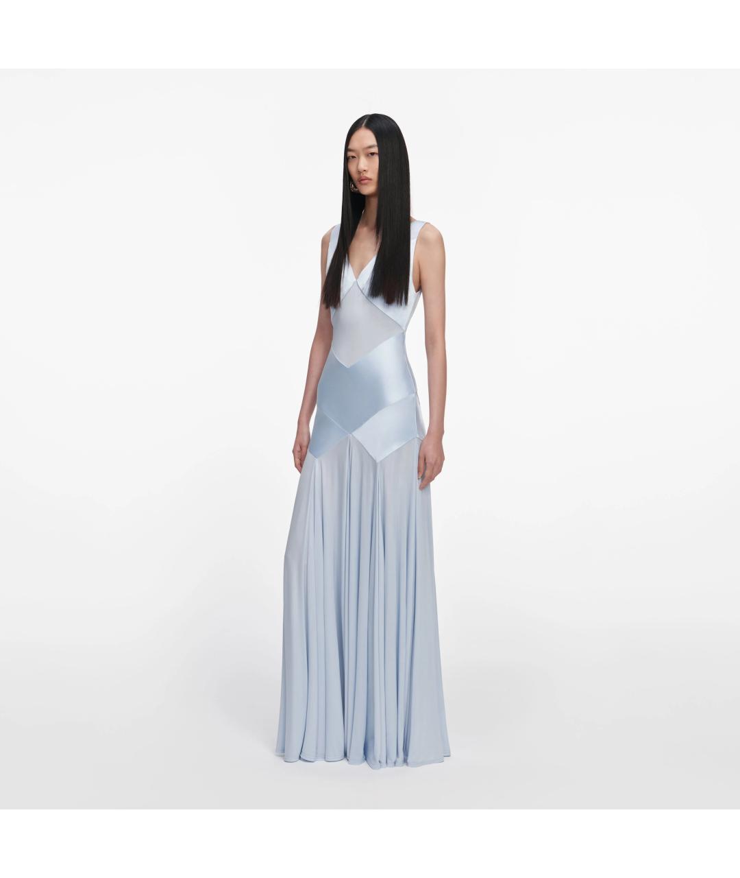 SELF-PORTRAIT Голубое вискозное вечернее платье, фото 3