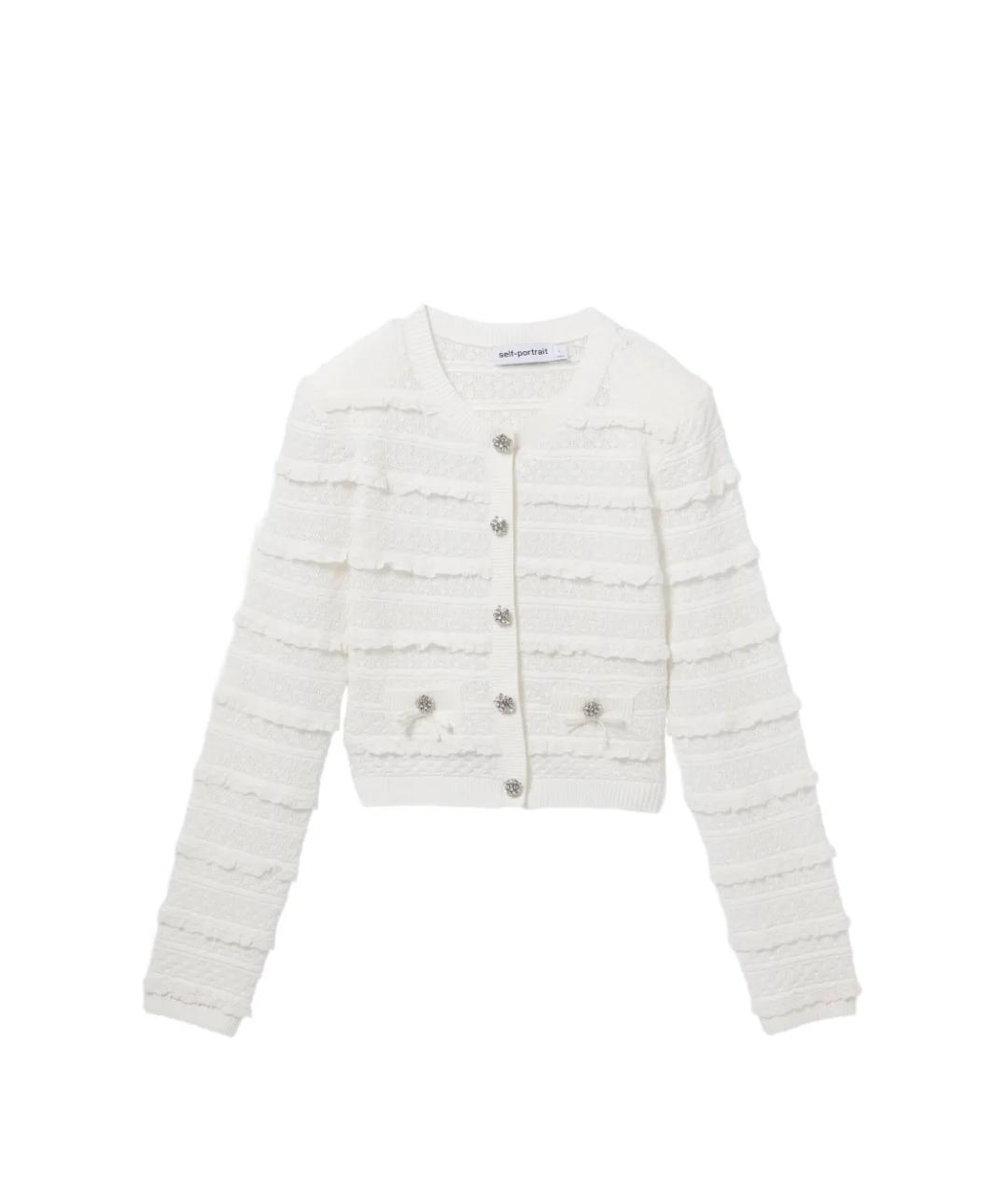 SELF-PORTRAIT Белый вискозный кардиган, фото 1