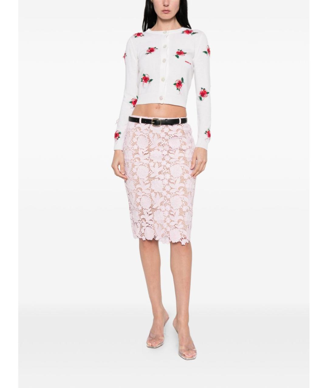 SELF-PORTRAIT Розовая полиэстеровая юбка миди, фото 3