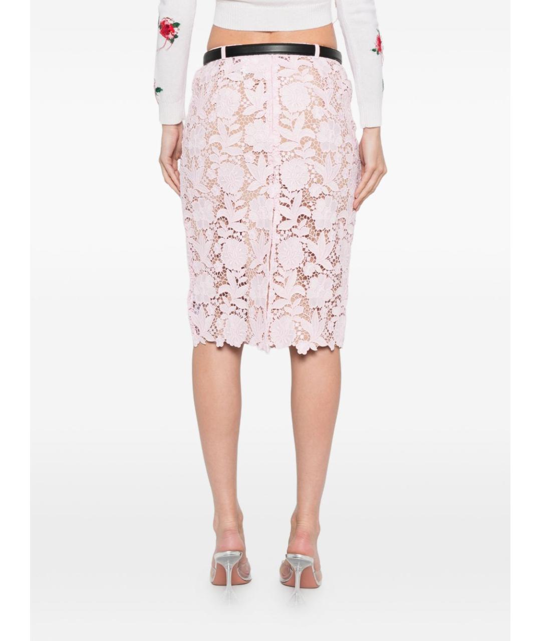 SELF-PORTRAIT Розовая полиэстеровая юбка миди, фото 5