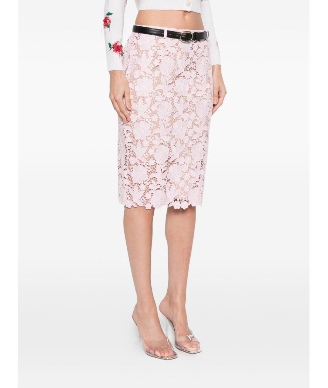 SELF-PORTRAIT Розовая полиэстеровая юбка миди, фото 2