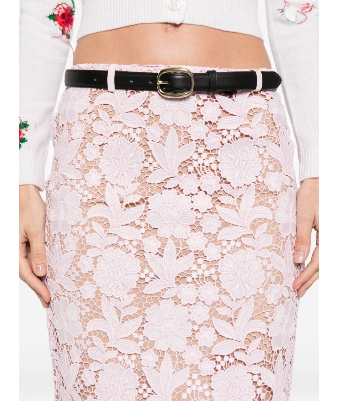 SELF-PORTRAIT Розовая полиэстеровая юбка миди, фото 4