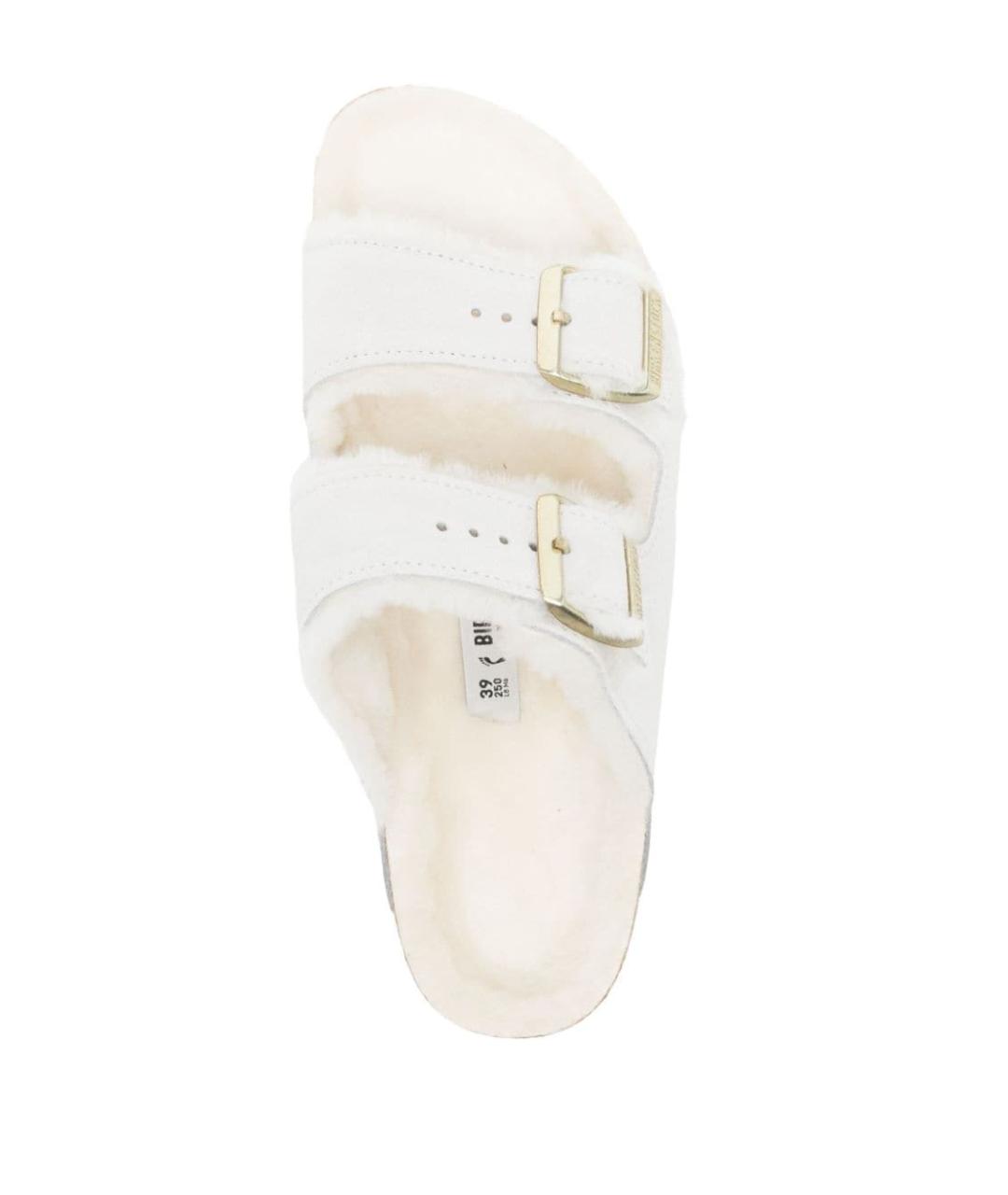 BIRKENSTOCK Белые кожаные шлепанцы, фото 3