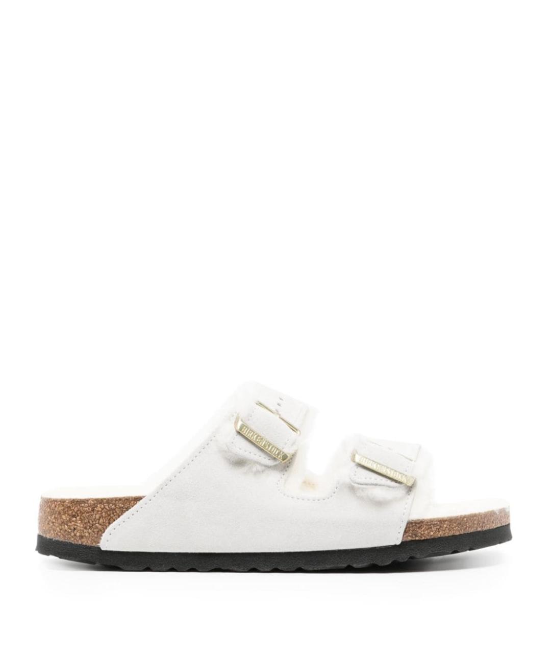 BIRKENSTOCK Белые кожаные шлепанцы, фото 1