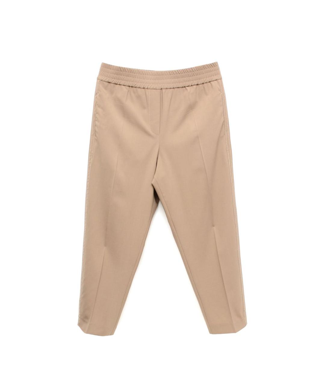 BRUNELLO CUCINELLI Бежевые шерстяные брюки широкие, фото 1