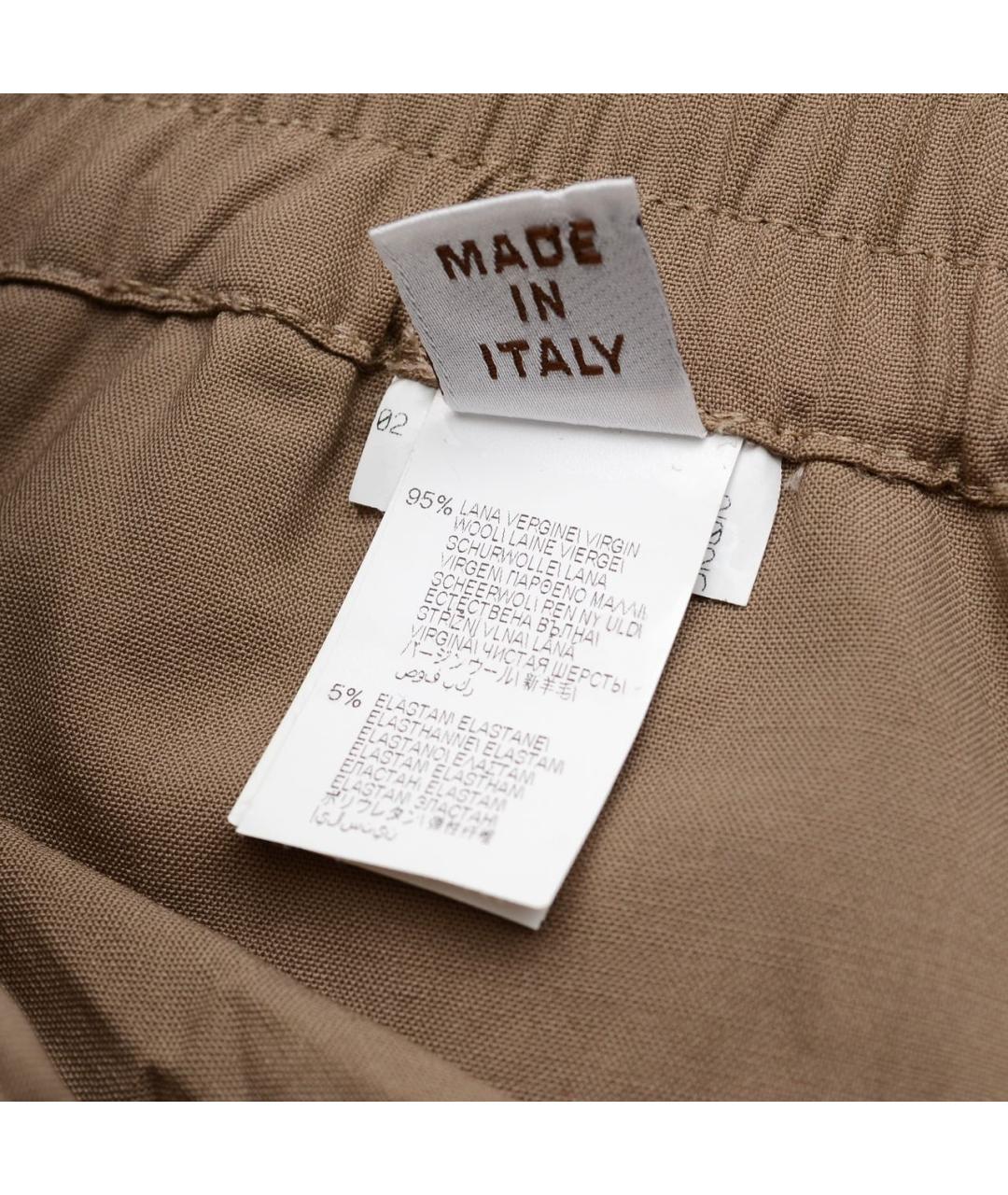 BRUNELLO CUCINELLI Бежевые шерстяные брюки широкие, фото 4