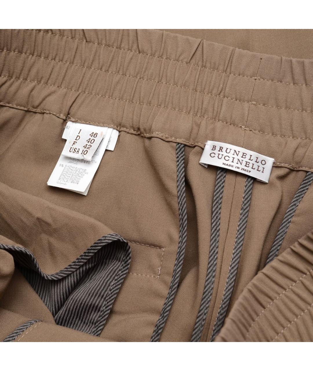 BRUNELLO CUCINELLI Бежевые шерстяные брюки широкие, фото 3