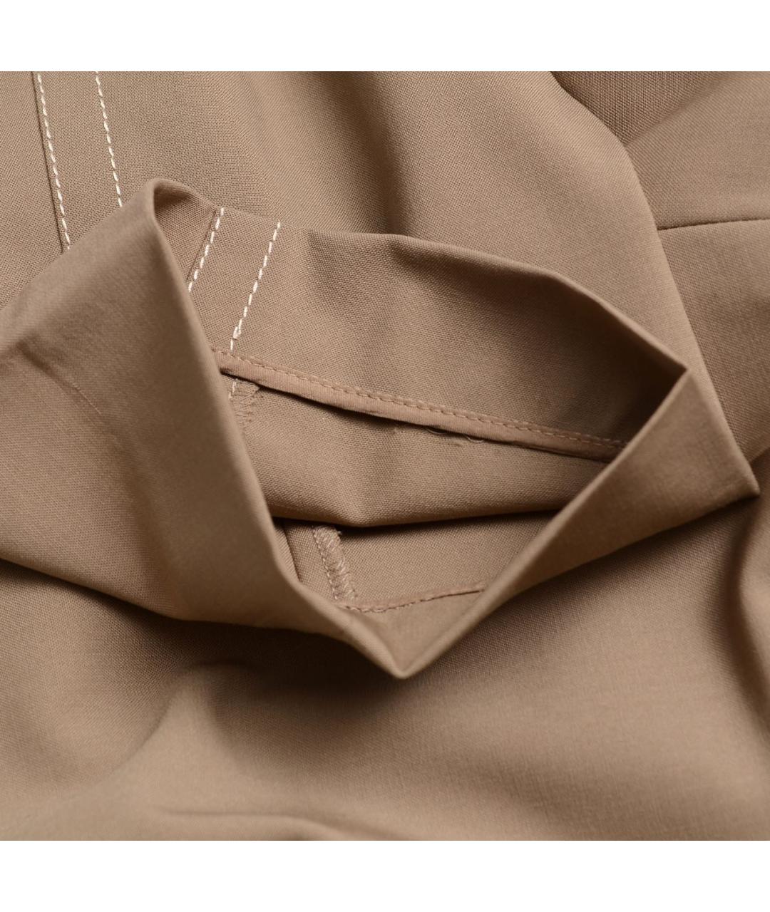 BRUNELLO CUCINELLI Бежевые шерстяные брюки широкие, фото 6