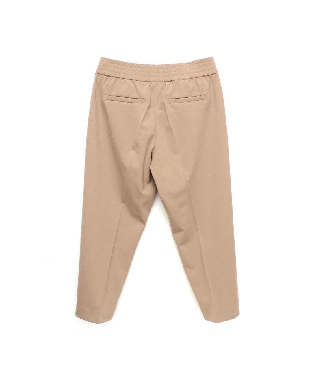 BRUNELLO CUCINELLI Бежевые шерстяные брюки широкие, фото 2