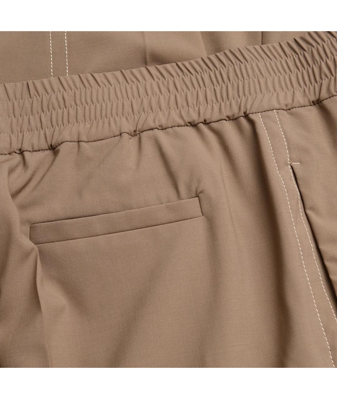 BRUNELLO CUCINELLI Бежевые шерстяные брюки широкие, фото 5