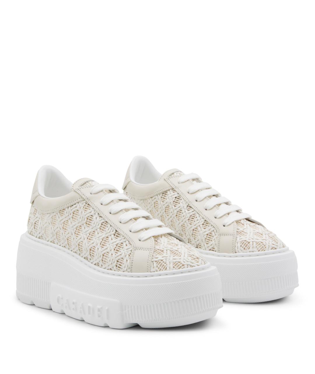 CASADEI Бежевые кожаные кроссовки, фото 3