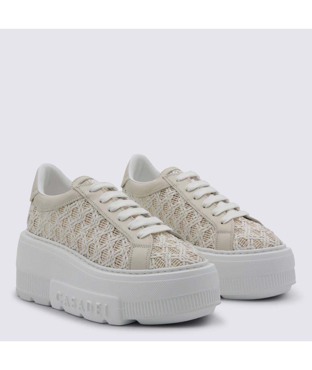 CASADEI Бежевые кожаные кроссовки, фото 4