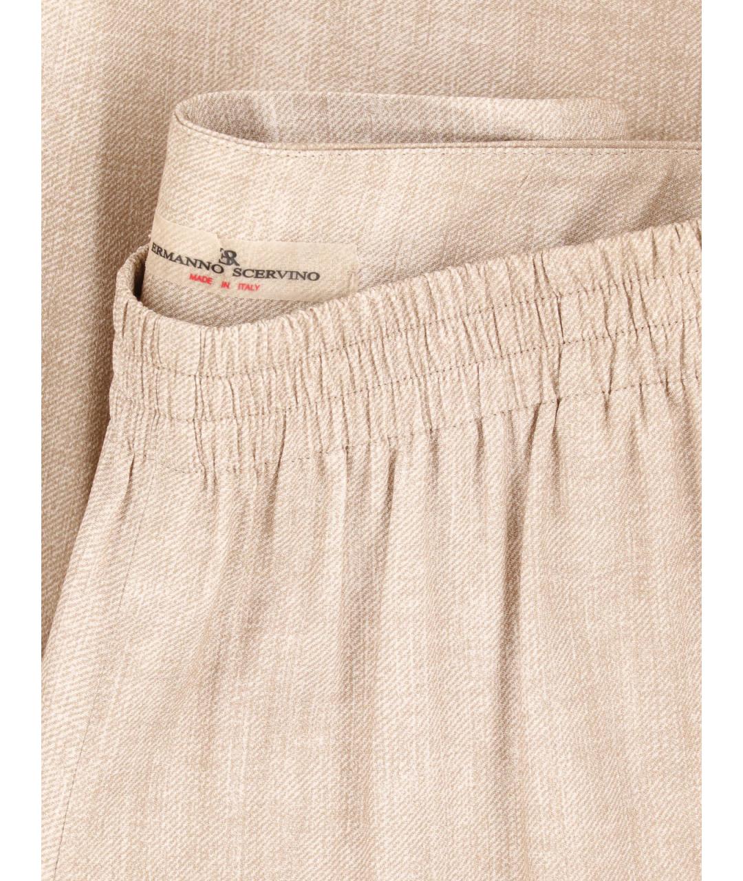 ERMANNO SCERVINO Бежевые вискозные прямые брюки, фото 5