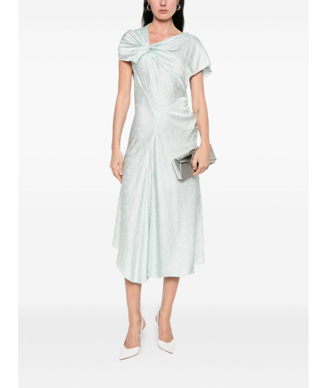 VICTORIA BECKHAM Голубое вискозное вечернее платье, фото 4