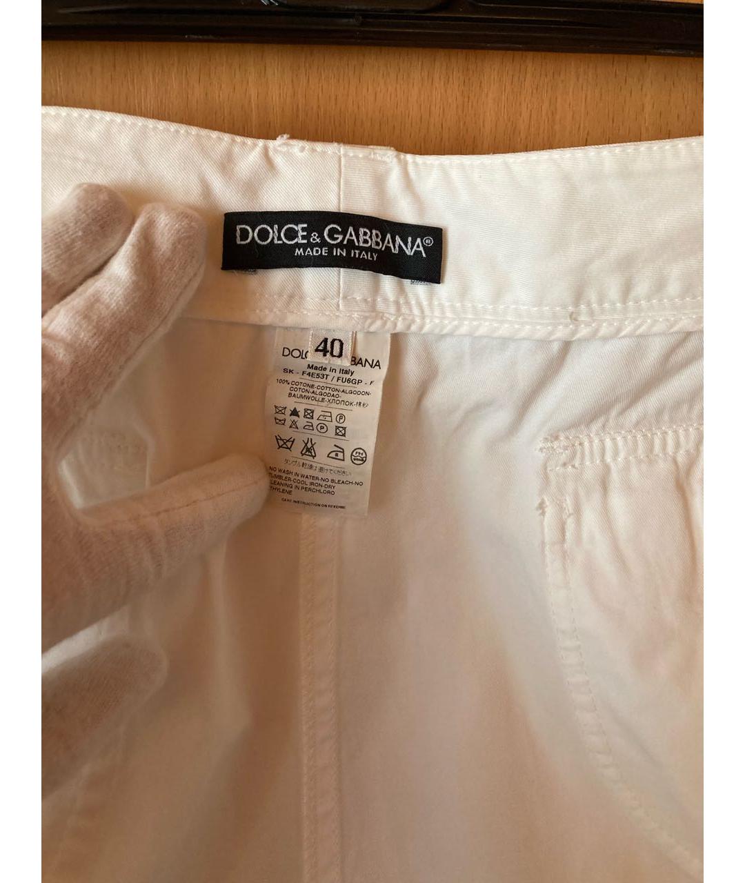 DOLCE&GABBANA Белая хлопковая юбка мини, фото 3