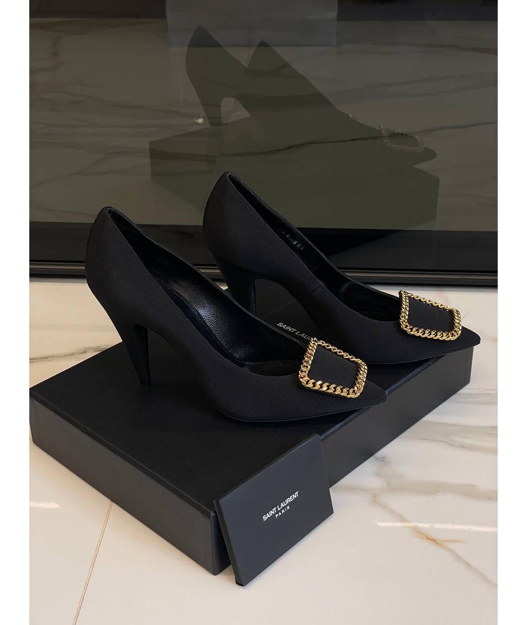 SAINT LAURENT Черные текстильные туфли, фото 2