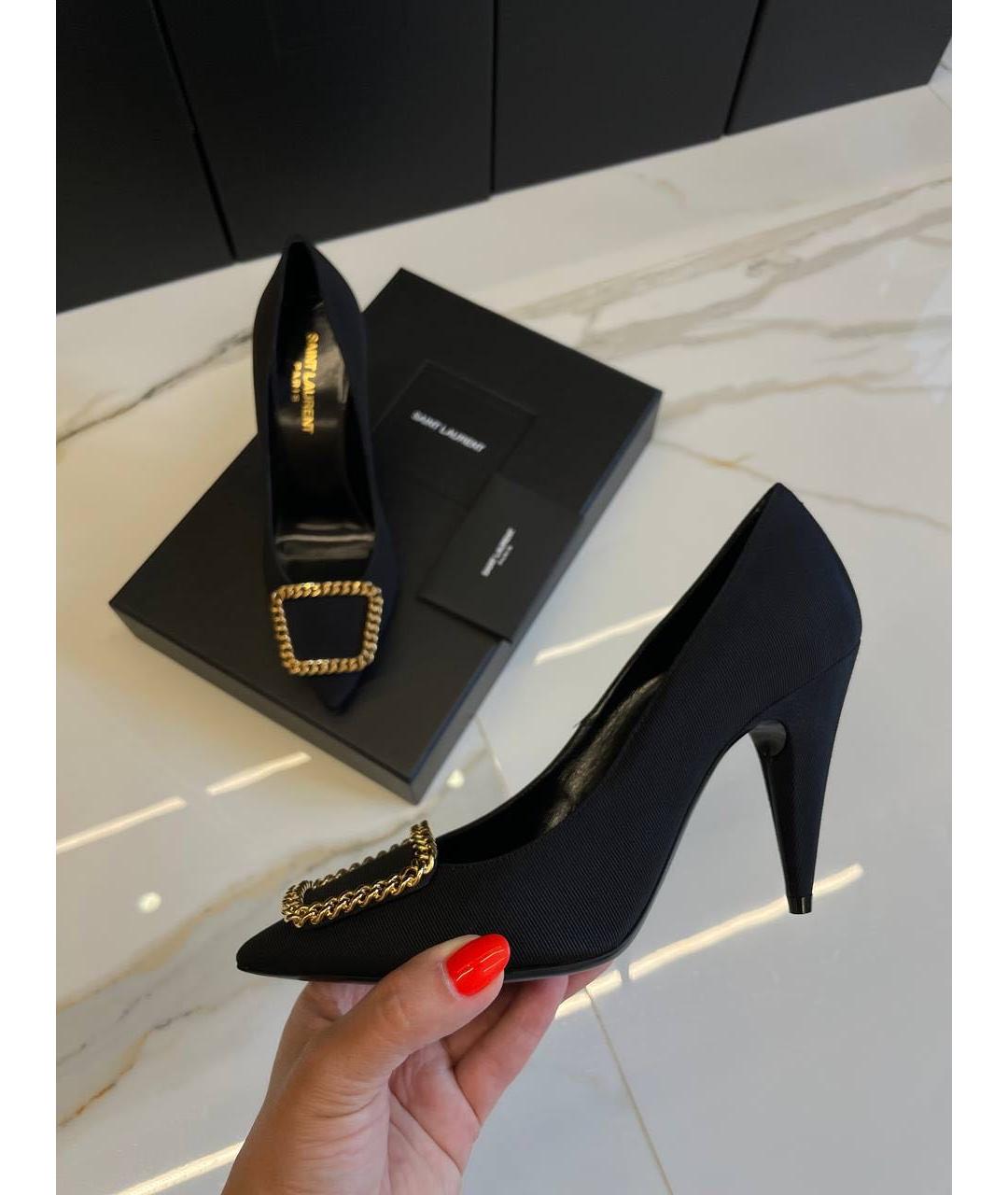 SAINT LAURENT Черные текстильные туфли, фото 3