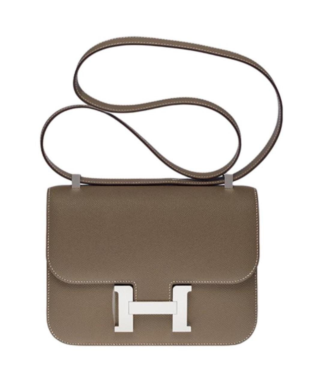 HERMES Серая кожаная сумка через плечо, фото 1