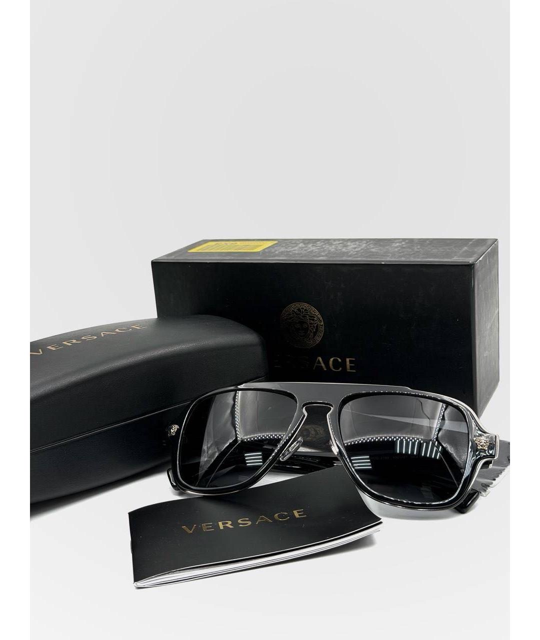 VERSACE Черные пластиковые солнцезащитные очки, фото 4