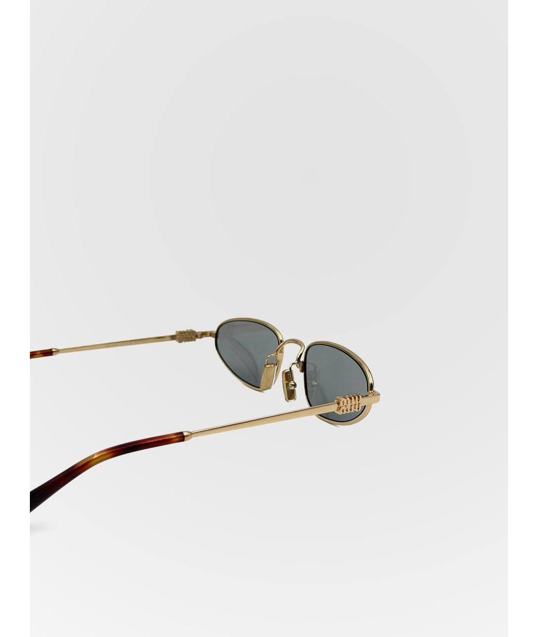 MIU MIU Золотые металлические солнцезащитные очки, фото 3
