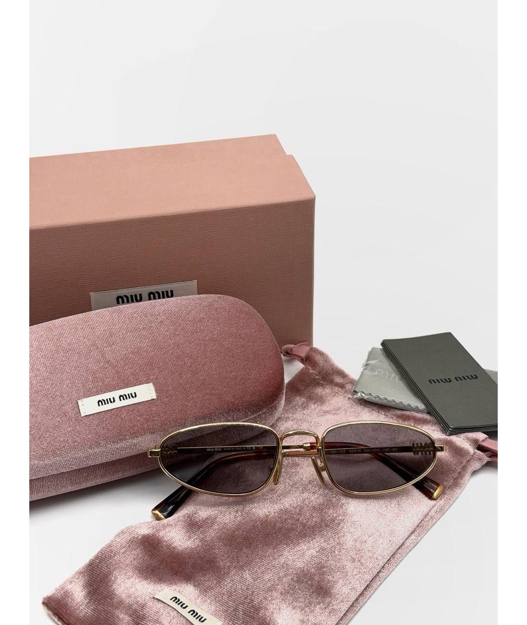 MIU MIU Золотые металлические солнцезащитные очки, фото 5