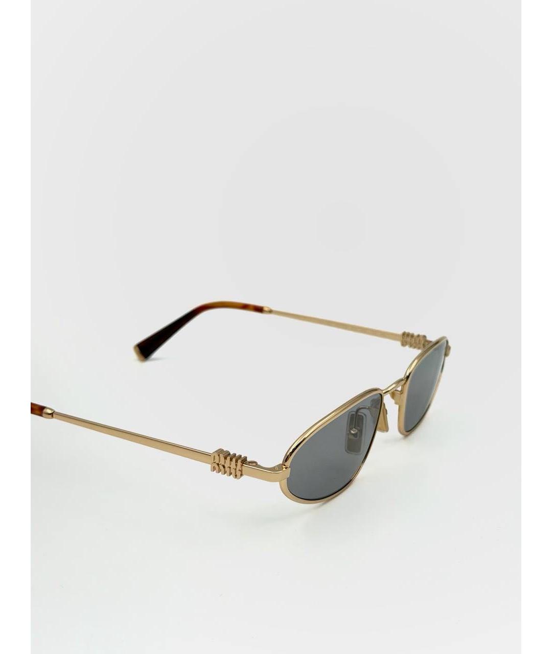 MIU MIU Золотые металлические солнцезащитные очки, фото 4