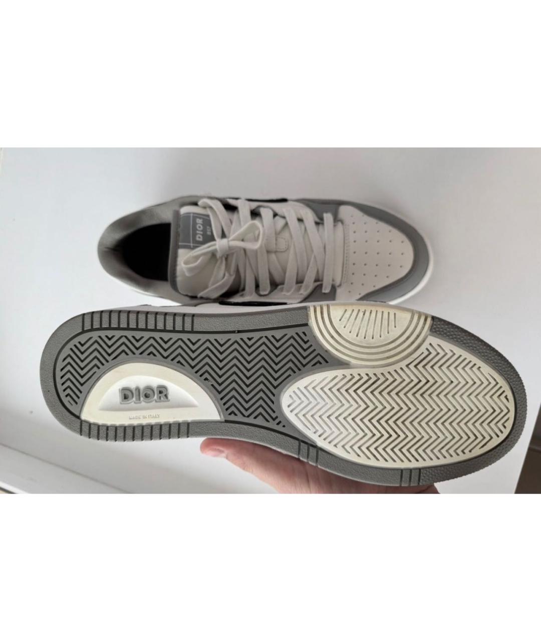 CHRISTIAN DIOR Серые кожаные низкие кроссовки / кеды, фото 3