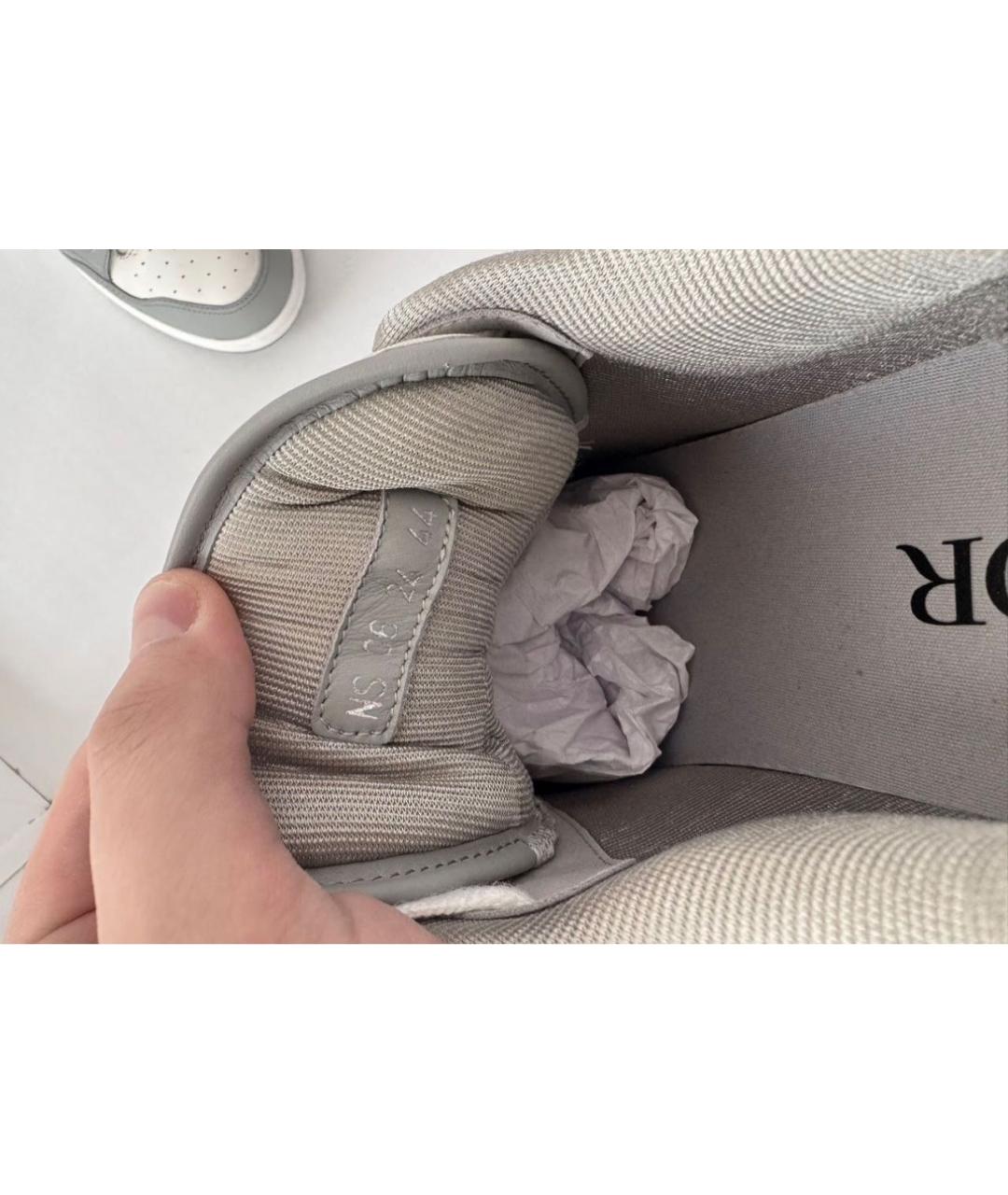 CHRISTIAN DIOR Серые кожаные низкие кроссовки / кеды, фото 5