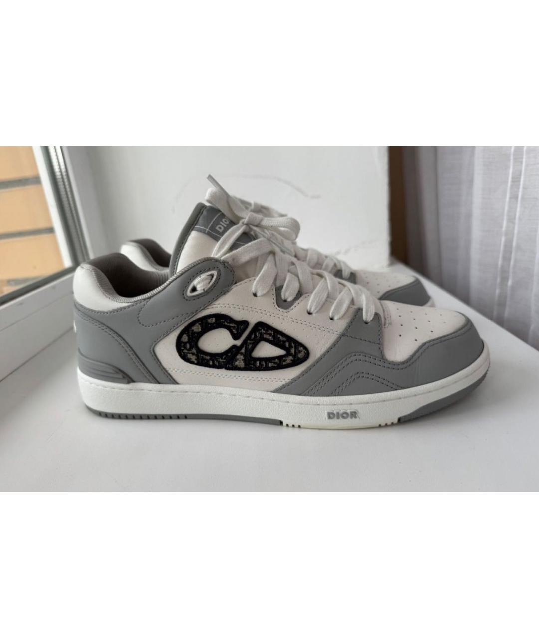 CHRISTIAN DIOR Серые кожаные низкие кроссовки / кеды, фото 7