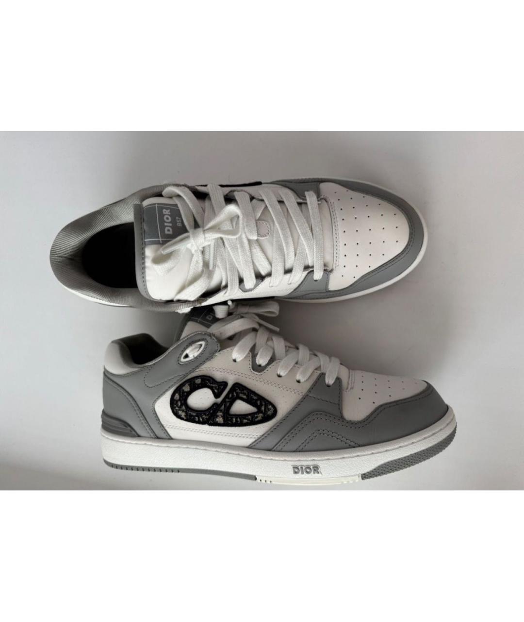 CHRISTIAN DIOR Серые кожаные низкие кроссовки / кеды, фото 2