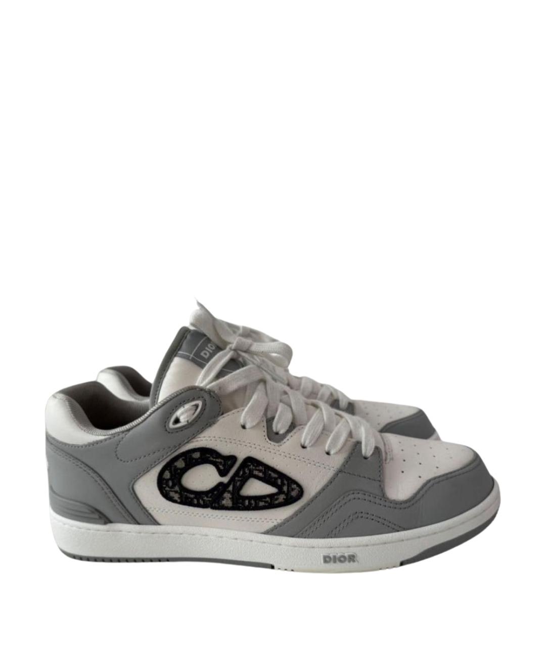 CHRISTIAN DIOR Серые кожаные низкие кроссовки / кеды, фото 1