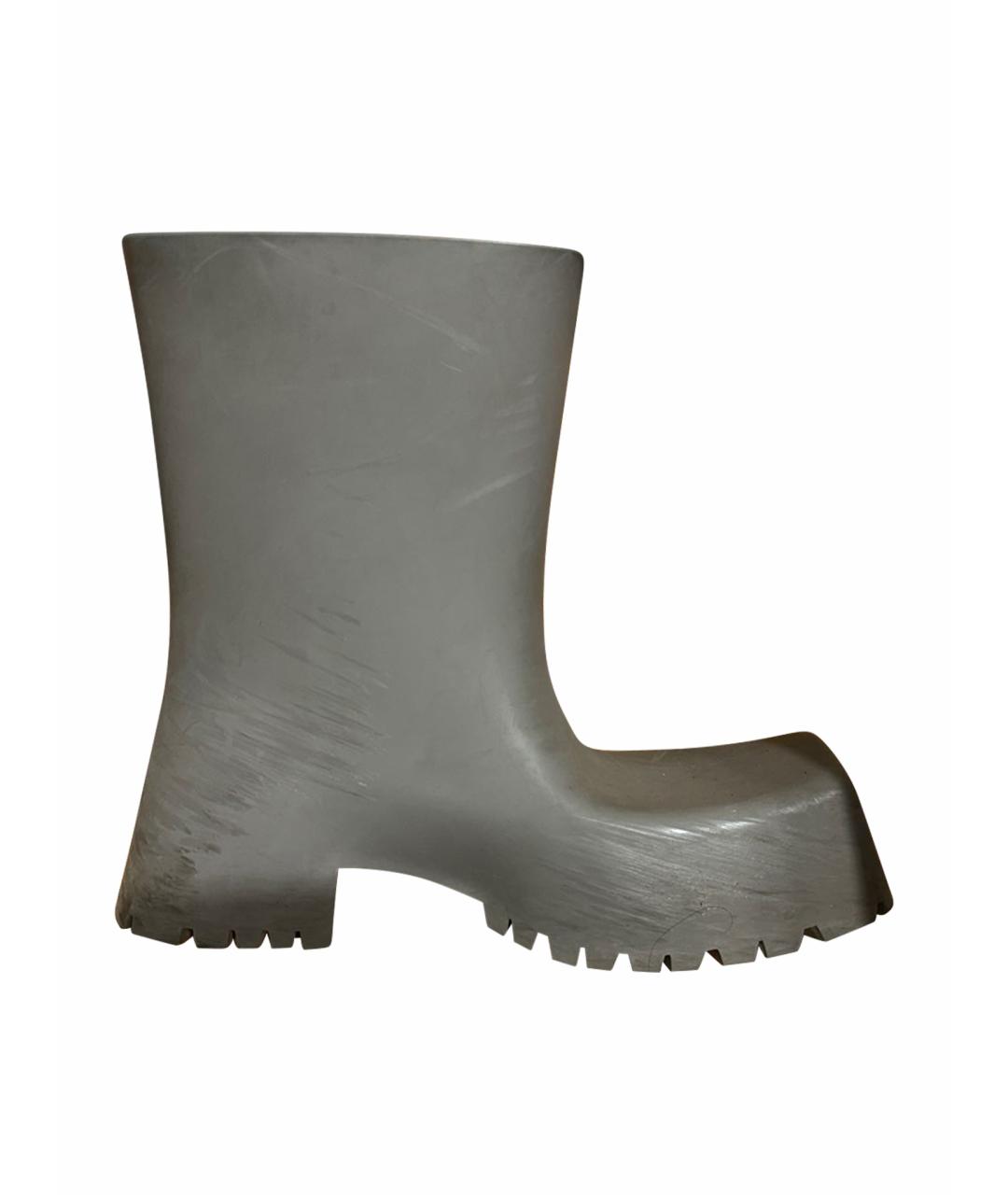 BALENCIAGA Серые резиновые высокие ботинки, фото 1