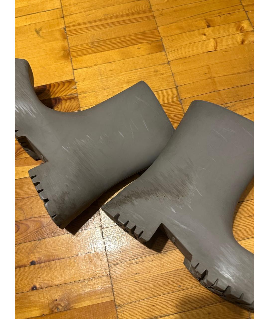 BALENCIAGA Серые резиновые высокие ботинки, фото 3