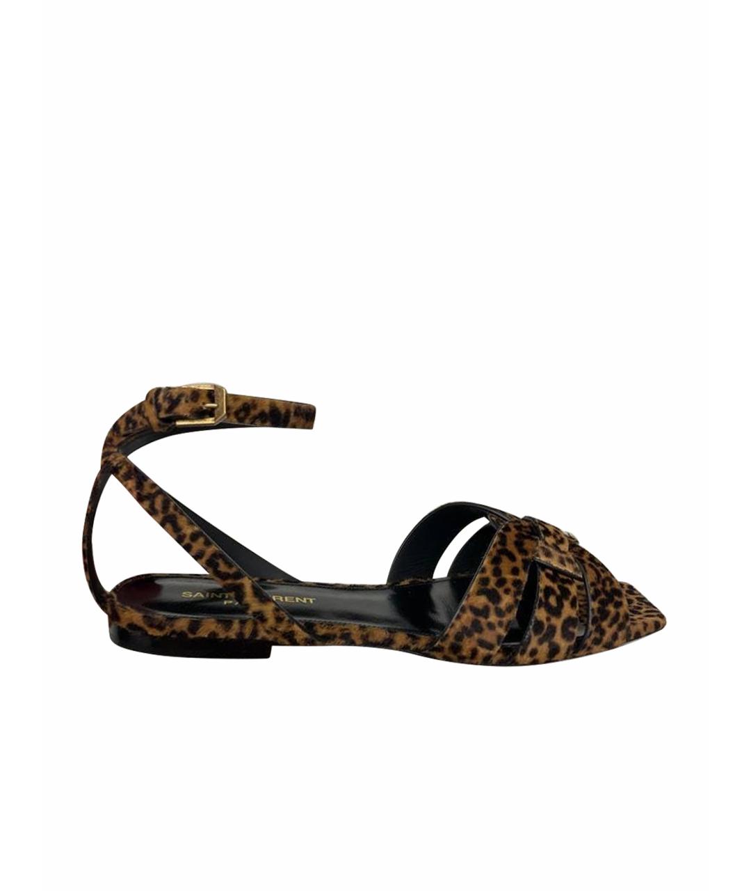 SAINT LAURENT Коричневые босоножки, фото 1