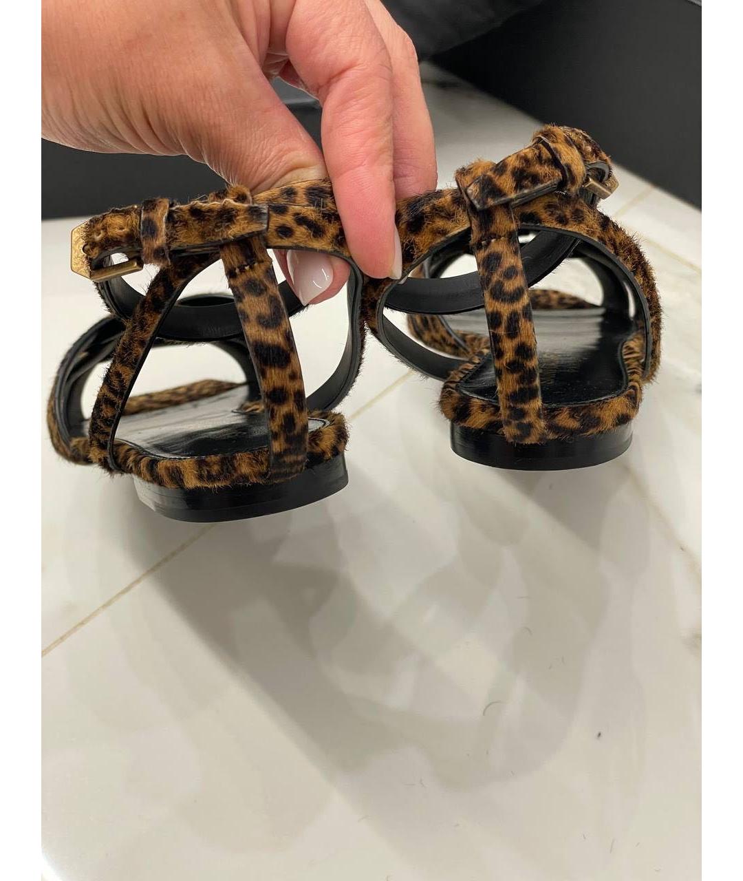 SAINT LAURENT Коричневые босоножки, фото 4