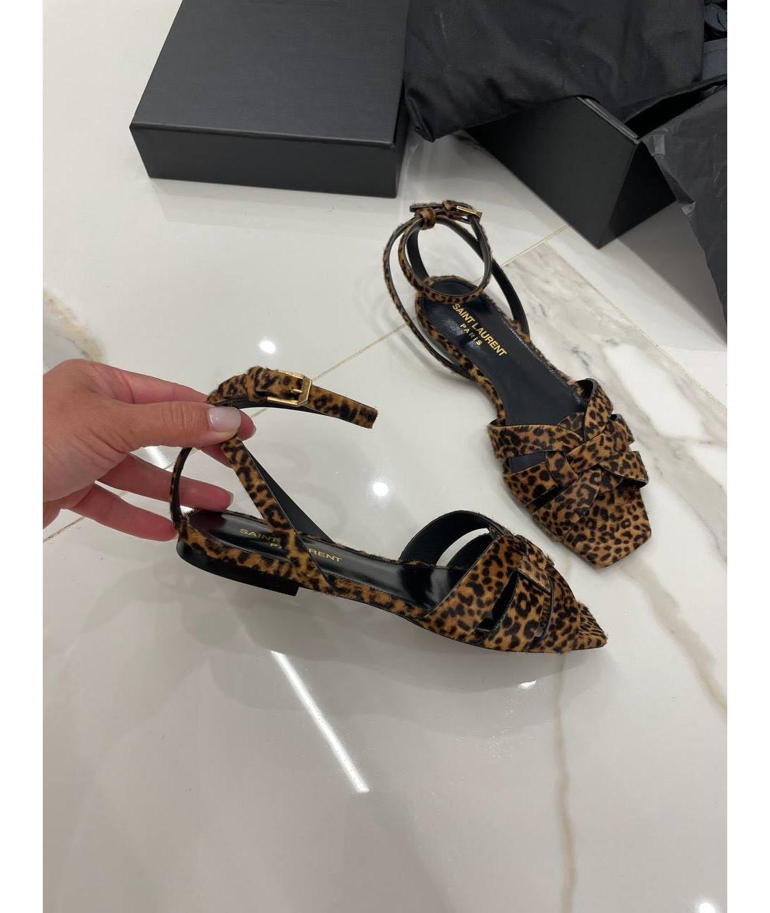 SAINT LAURENT Коричневые босоножки, фото 5