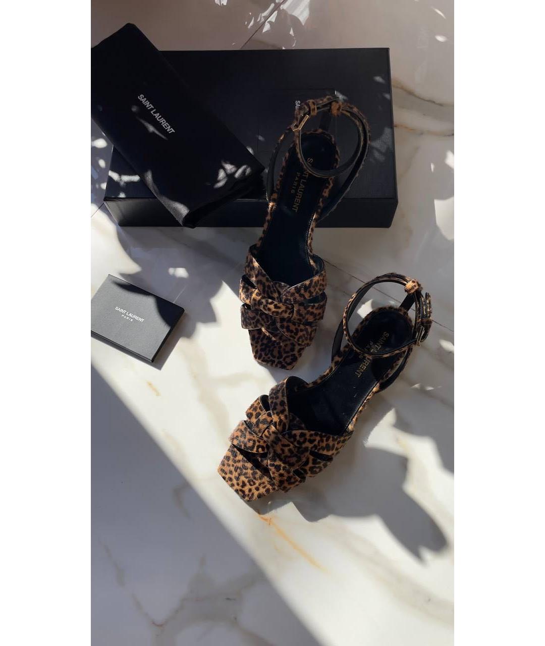 SAINT LAURENT Коричневые босоножки, фото 2