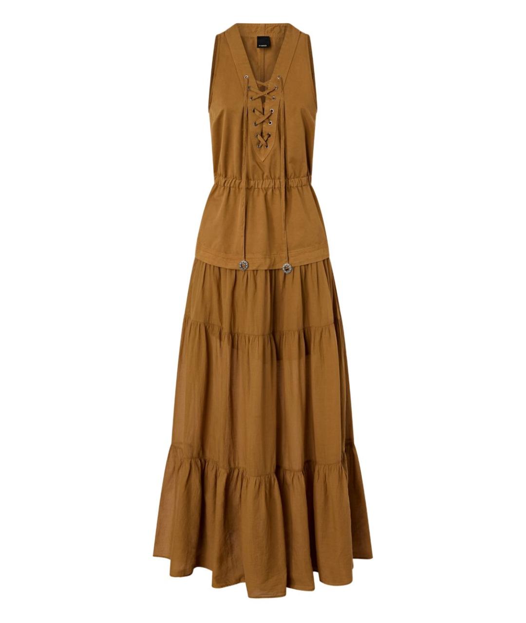 PINKO Коричневое хлопковое платье, фото 1