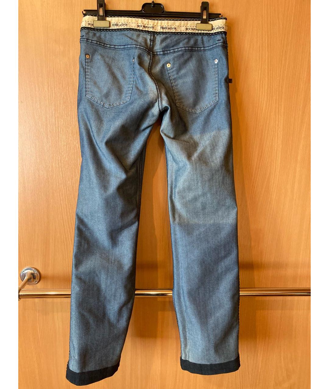 FENDI Темно-синие хлопко-эластановые джинсы клеш, фото 3