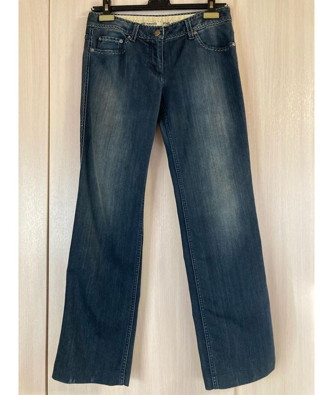 FENDI Темно-синие хлопко-эластановые джинсы клеш, фото 9