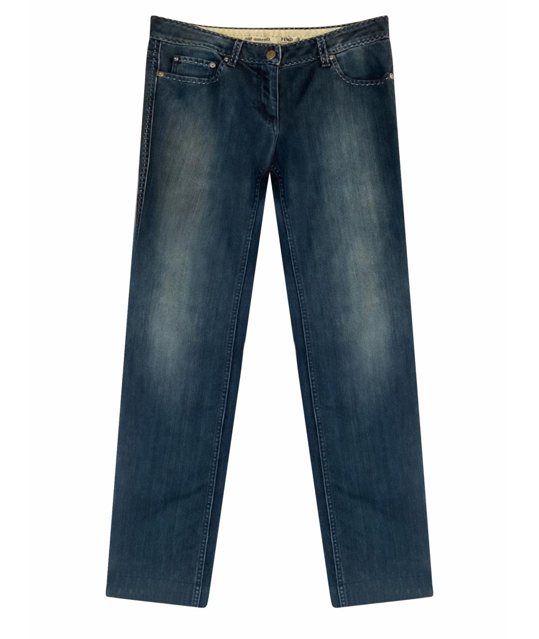 FENDI Темно-синие хлопко-эластановые джинсы клеш, фото 1