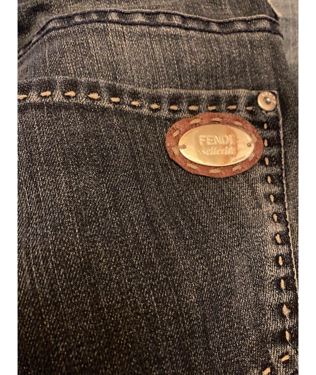 FENDI Темно-синие хлопко-эластановые джинсы клеш, фото 4