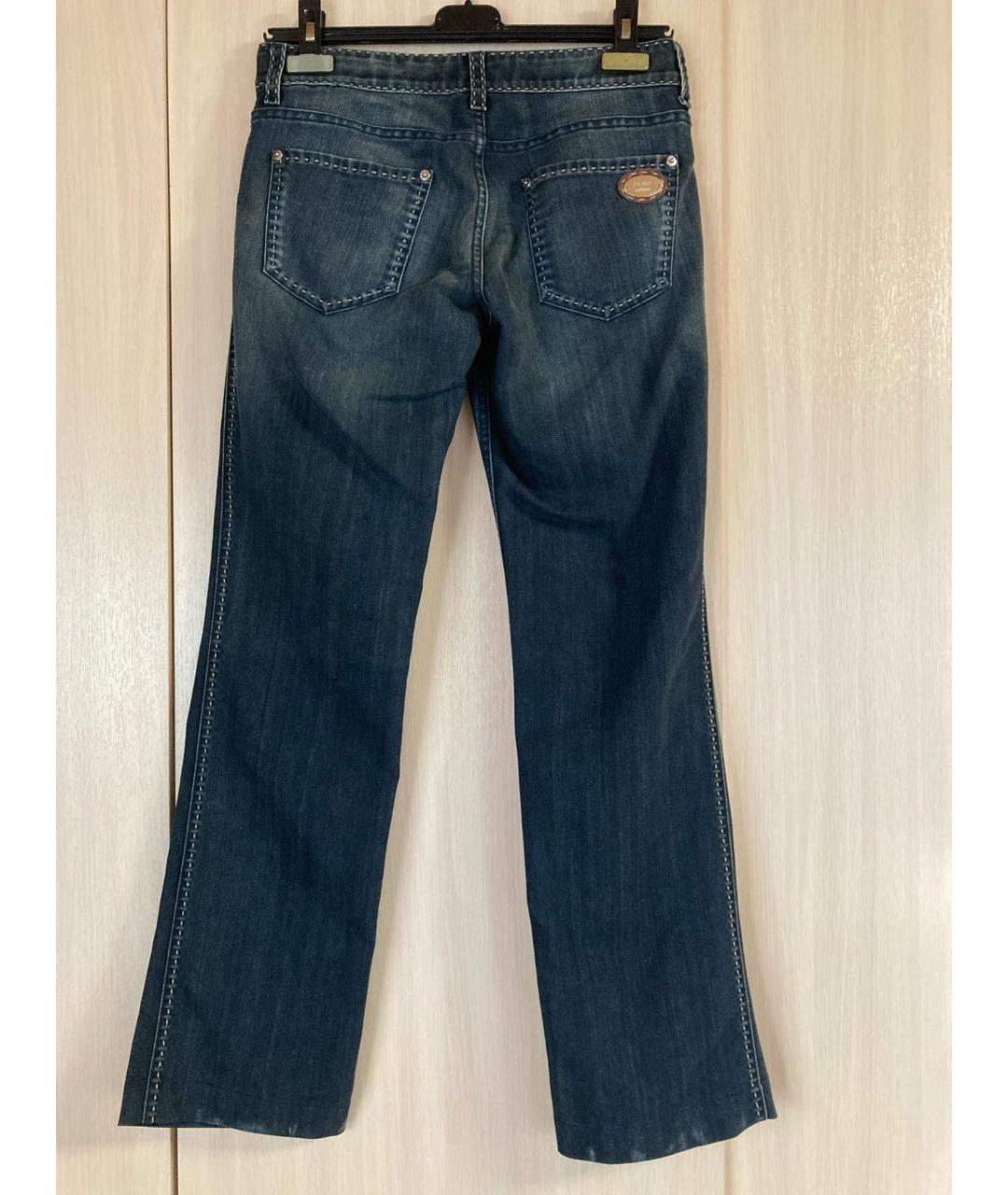 FENDI Темно-синие хлопко-эластановые джинсы клеш, фото 2