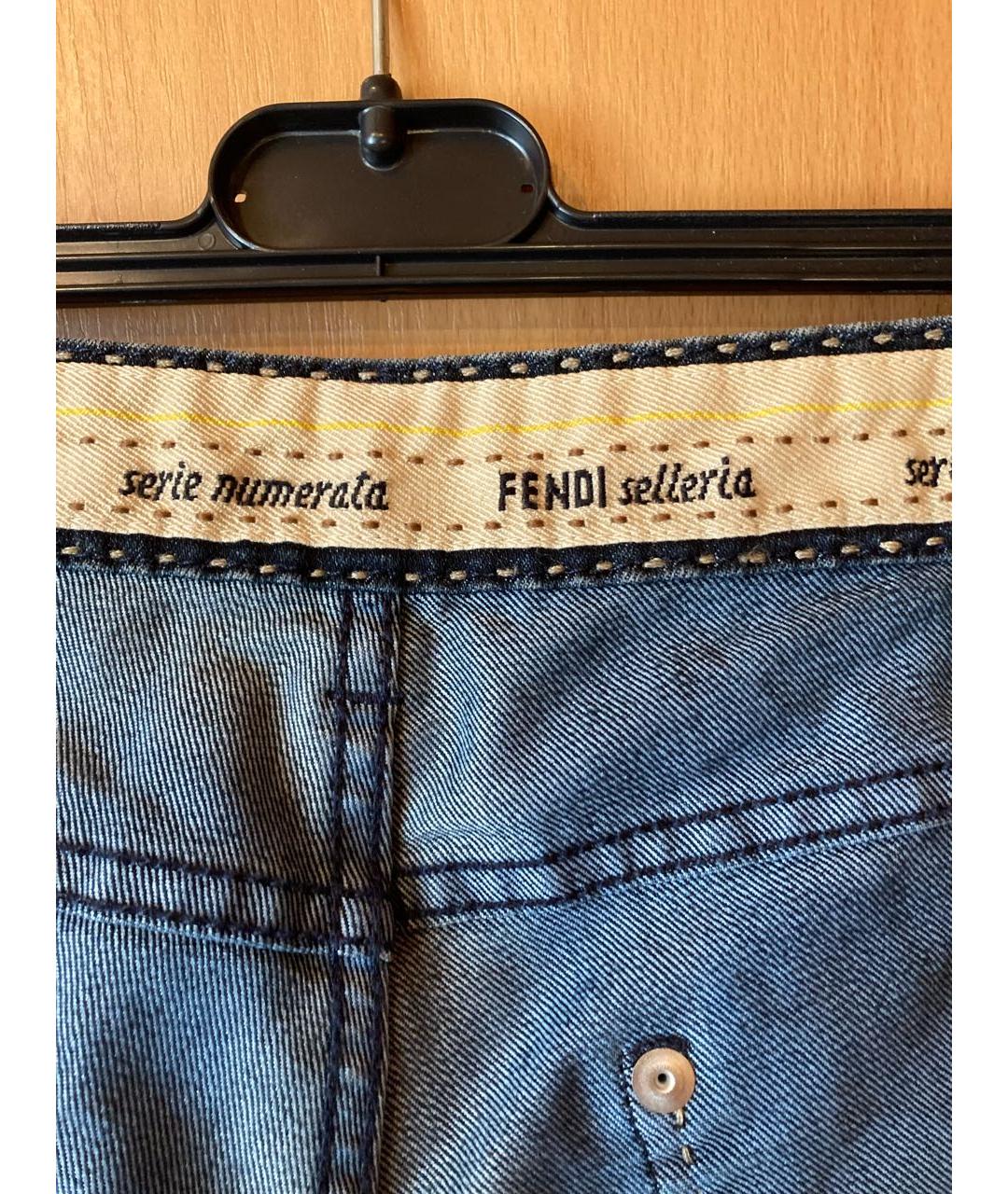 FENDI Темно-синие хлопко-эластановые джинсы клеш, фото 7